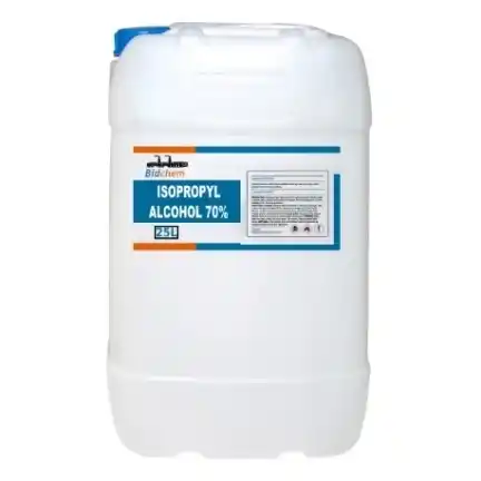 Isopropyl Alcohol 70% 25L clear disinfectant solution packaged for medical and industrial use