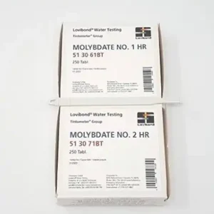 Molybdate 1 and 2 test tablets for measuring molybdate concentration in water systems